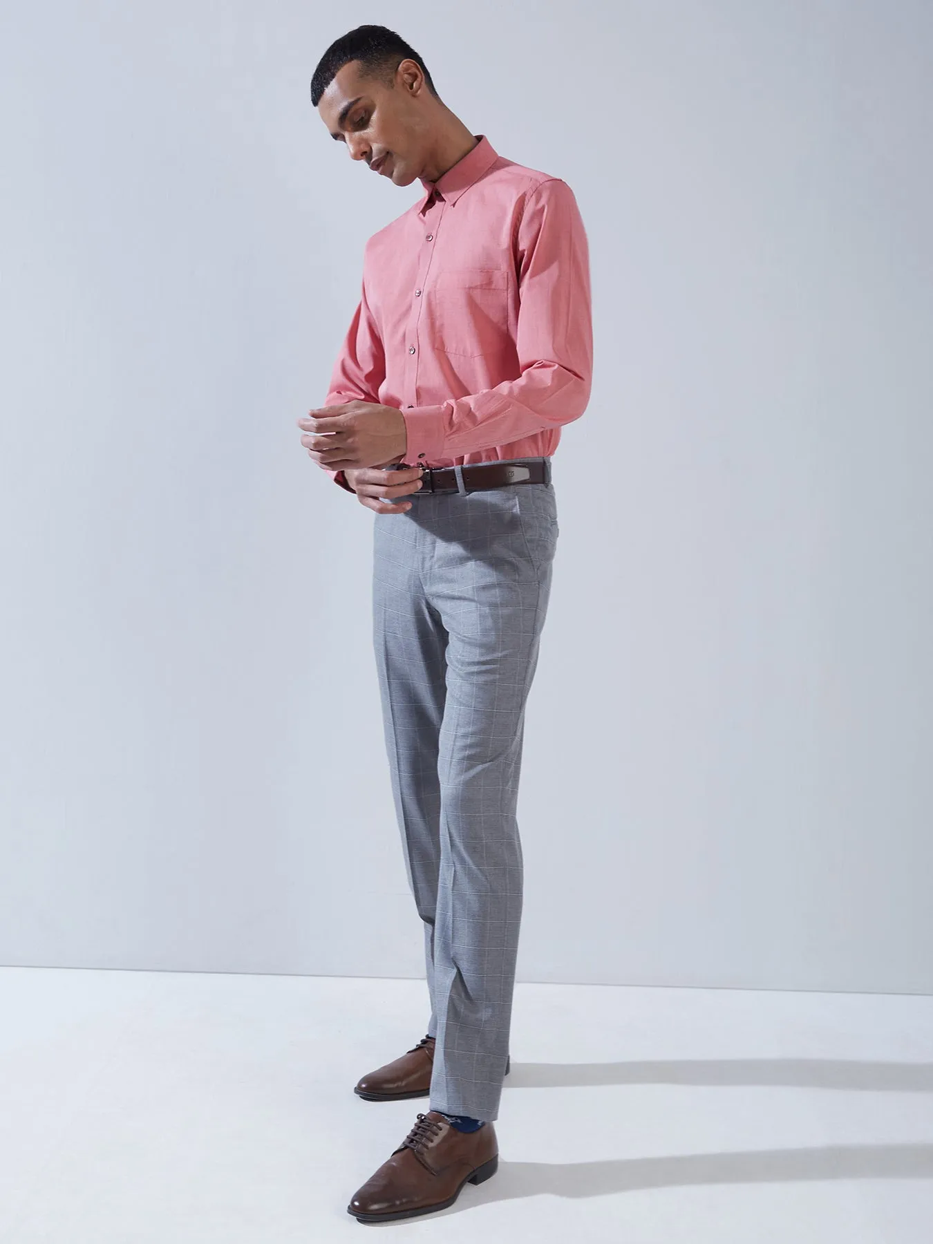 100% Cotton Red SLIM FIT Full Sleeve Formal Mens Plain Shirt