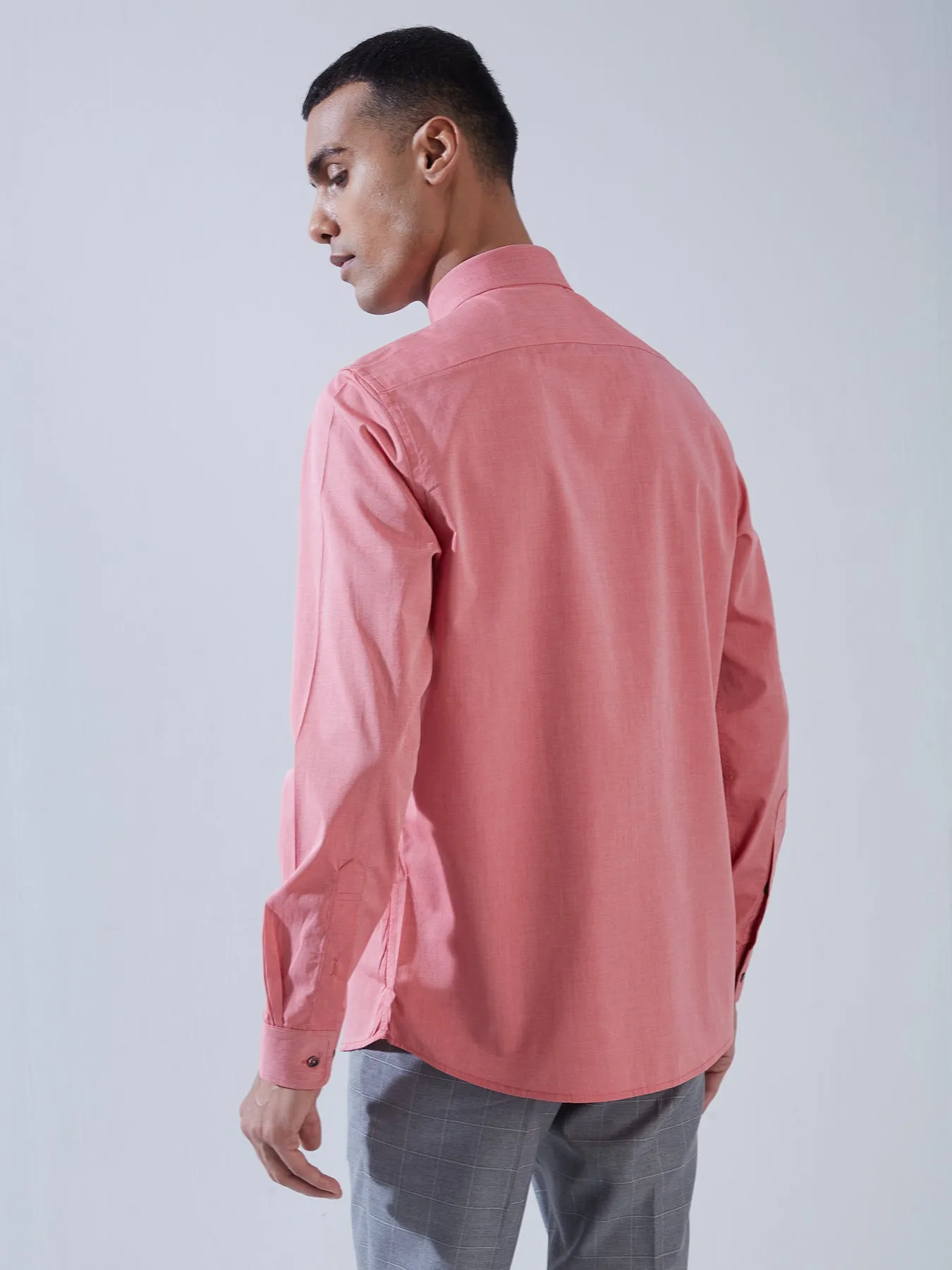 100% Cotton Red SLIM FIT Full Sleeve Formal Mens Plain Shirt