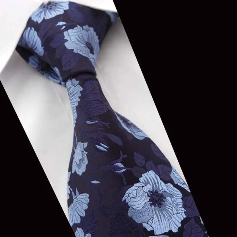 9cm Wide Silk Flower Pattern Novelty Style Polyester Necktie for Men