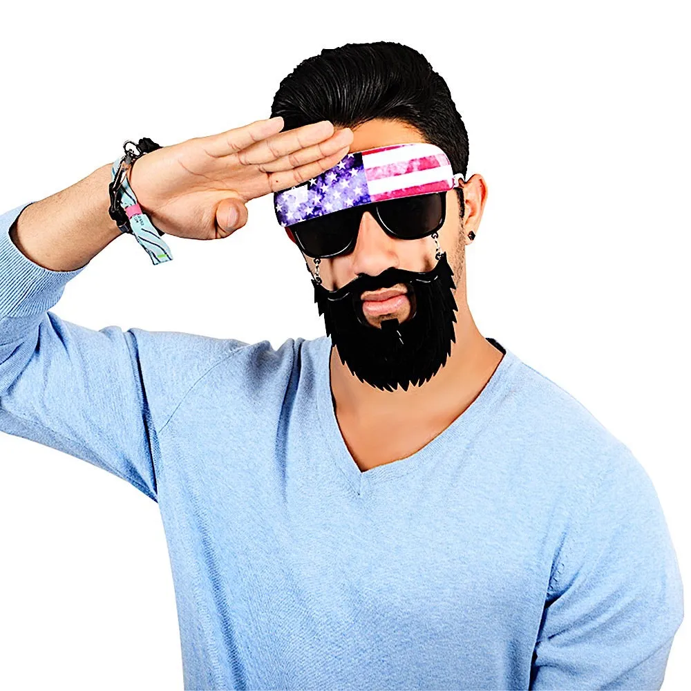 American Trucker Sunglasses with Beard | Sun-Staches