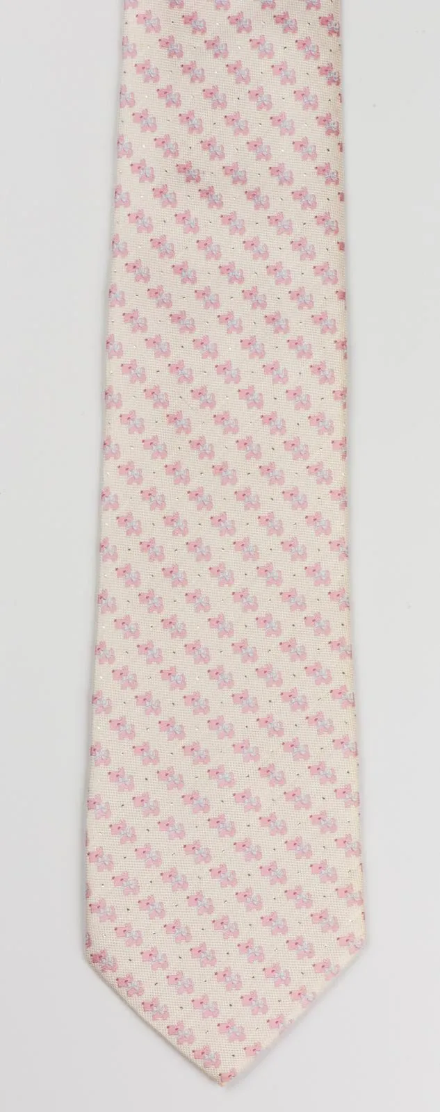 Aquascutum Mens Elegant Woven Silk Neck Tie with Scottie Dog Pattern on Cream Background