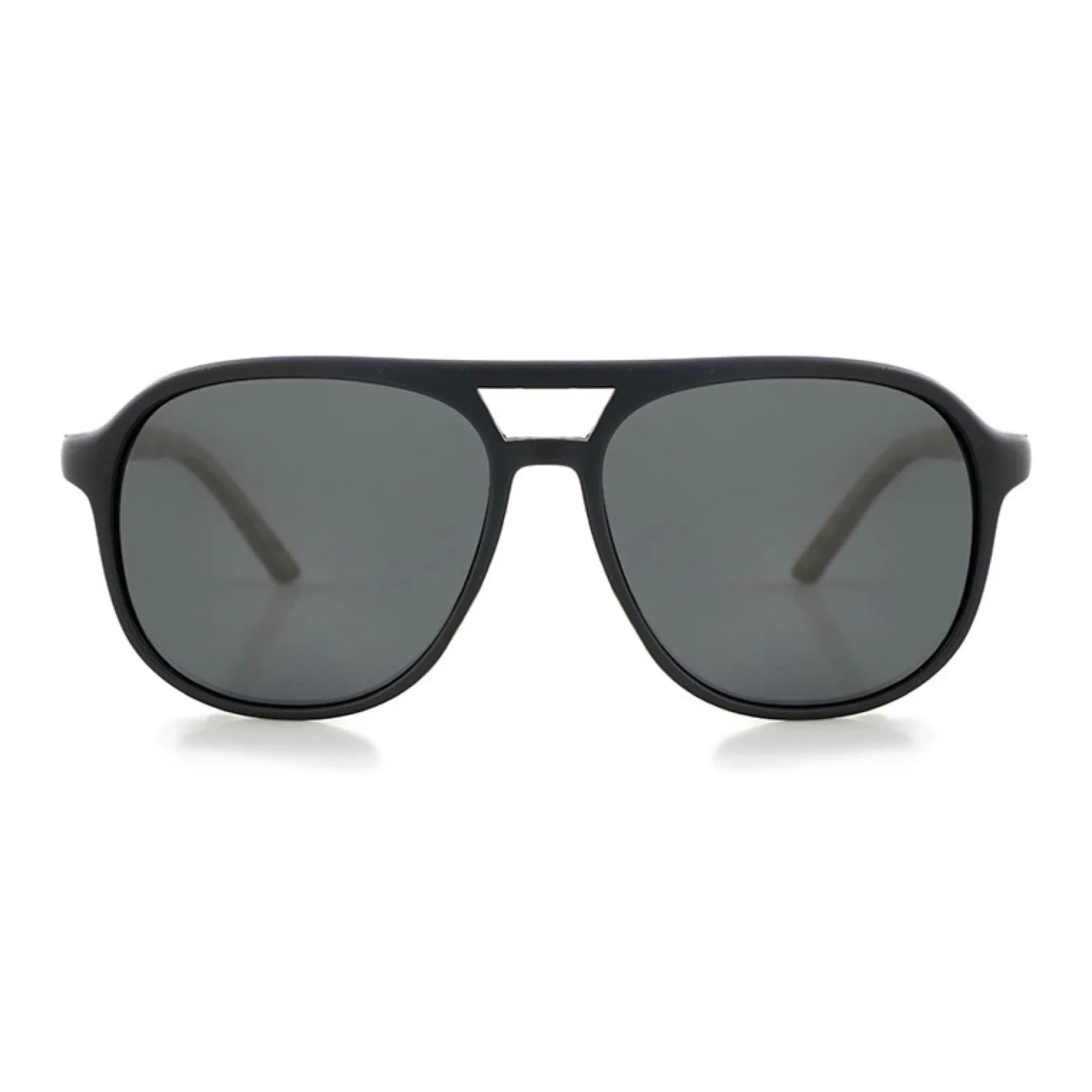 Black Polarized Wood Aviator Sunglasses
