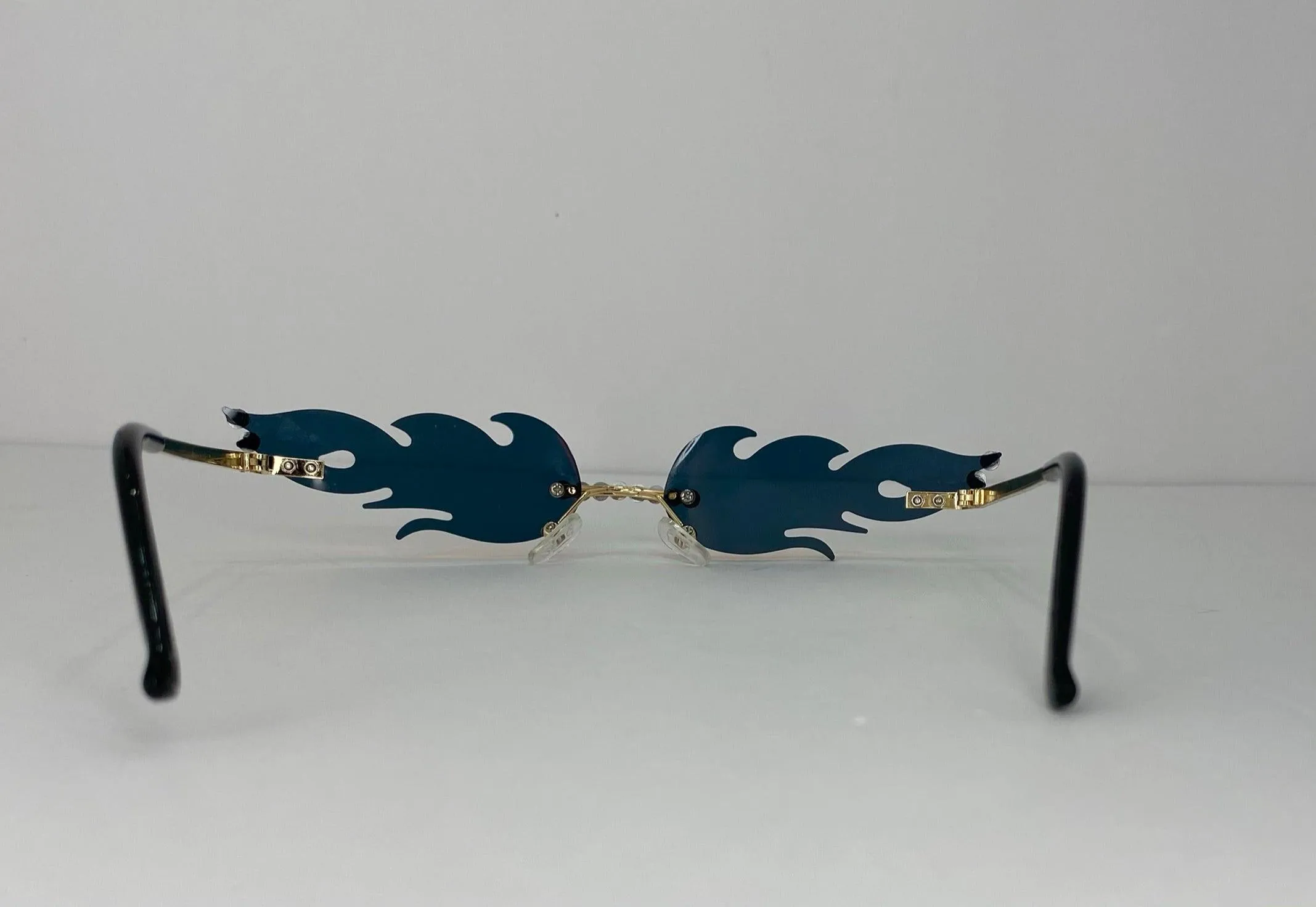 Blue Green Reflective Flame Shaped Sunglasses