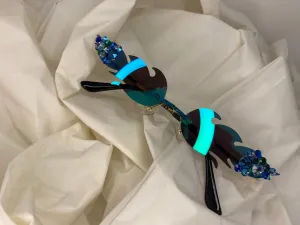 Blue Green Reflective Flame Shaped Sunglasses