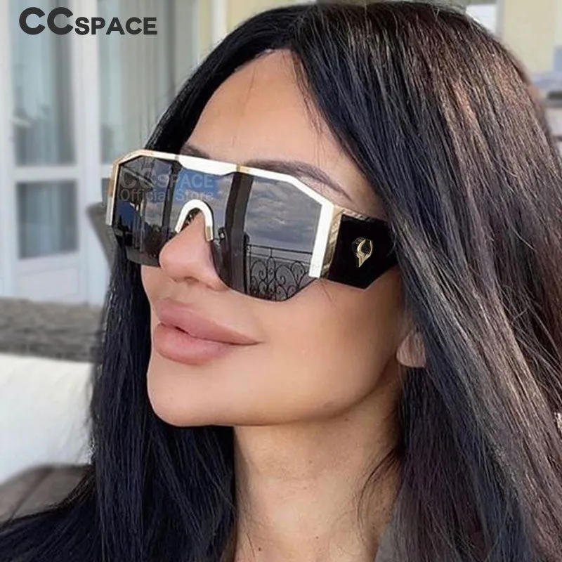 CCspace Women's Full Rim Oversized Square Resin Frame Sunglasses 53016