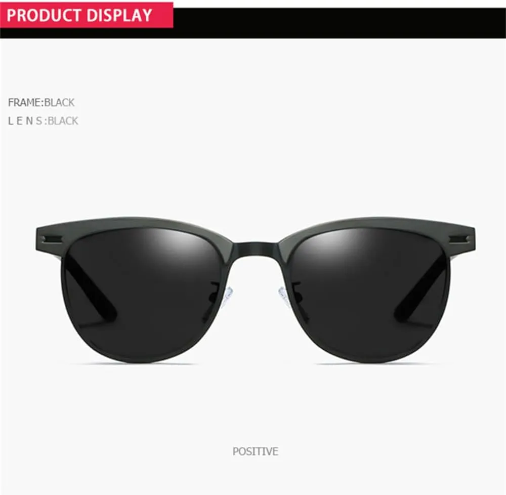 CGZWFERA-Metal Polarized Sunglasses Men Women Small Round Male Sun Glasses Blue Driving Shades