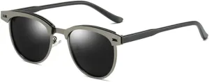 CGZWFERA-Metal Polarized Sunglasses Men Women Small Round Male Sun Glasses Blue Driving Shades