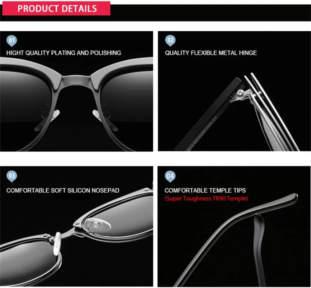 CGZWFERA-Metal Polarized Sunglasses Men Women Small Round Male Sun Glasses Blue Driving Shades