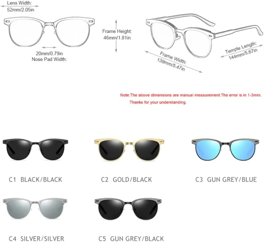 CGZWFERA-Metal Polarized Sunglasses Men Women Small Round Male Sun Glasses Blue Driving Shades