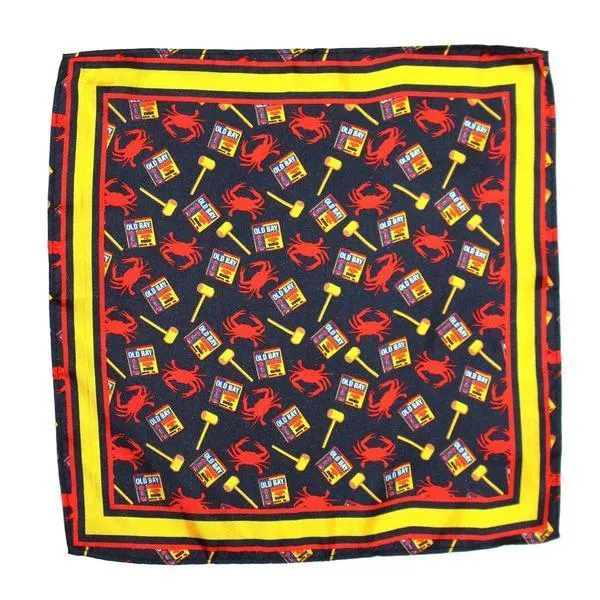 Crab, Mallet & OLD BAY (Royal) / Self-Tie Bowtie   Pocket Square *BUNDLE*