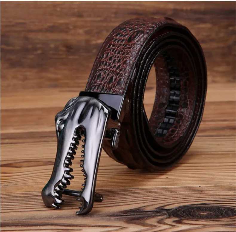 CrocLuxe Copper Buckle Gator Skin Luxury Belt