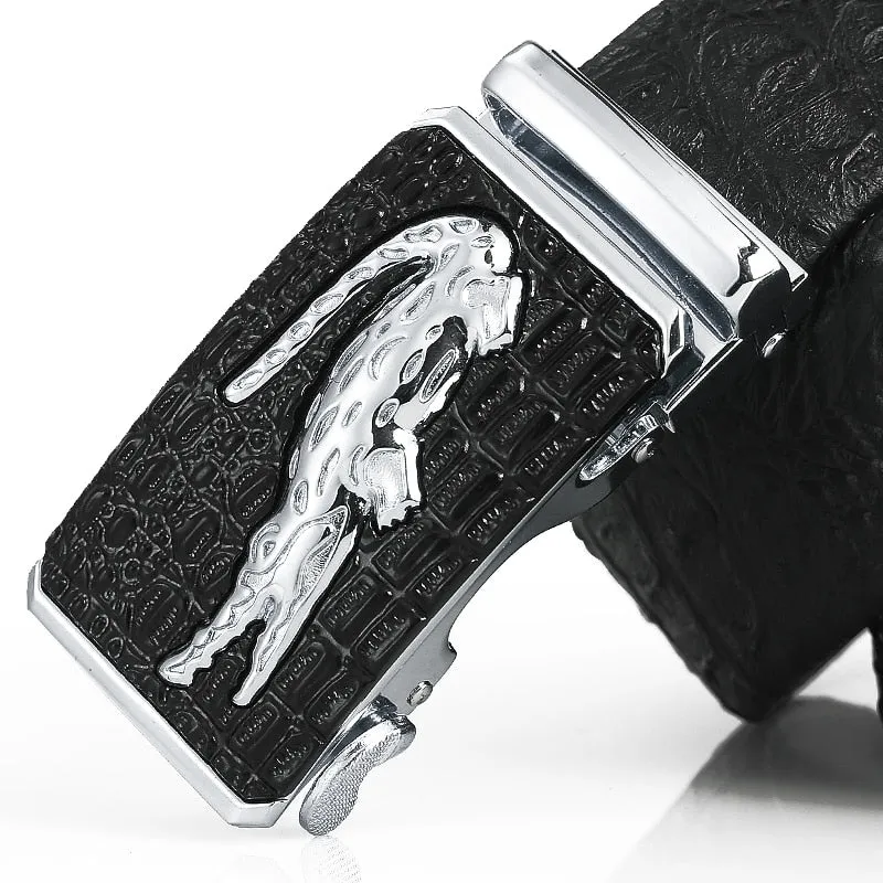 CrocTex Exotic Croc Pattern Leather Wide Belt