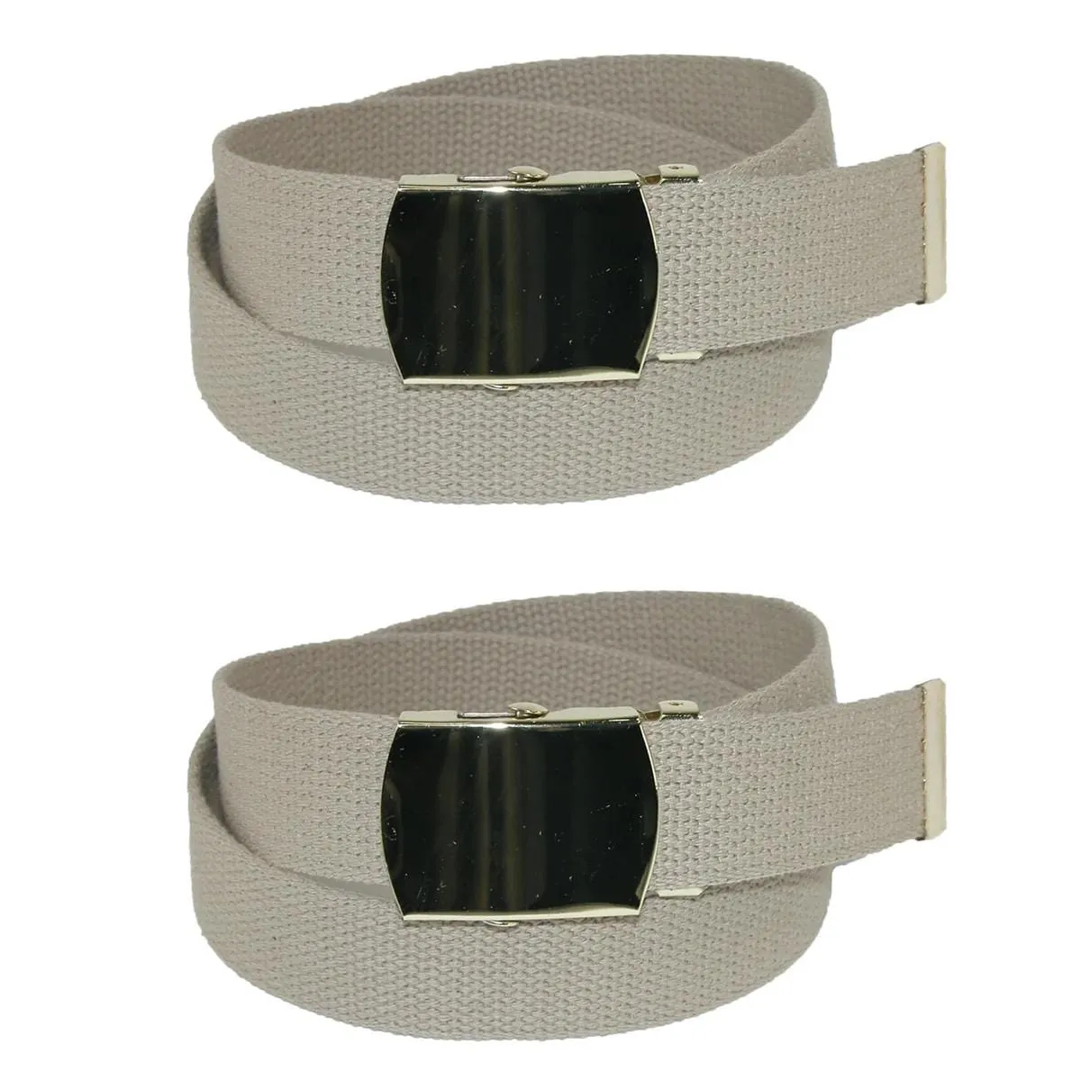 CTM® Kids' Cotton Adjustable Belt with Brass Military Buckle (Pack of 2)
