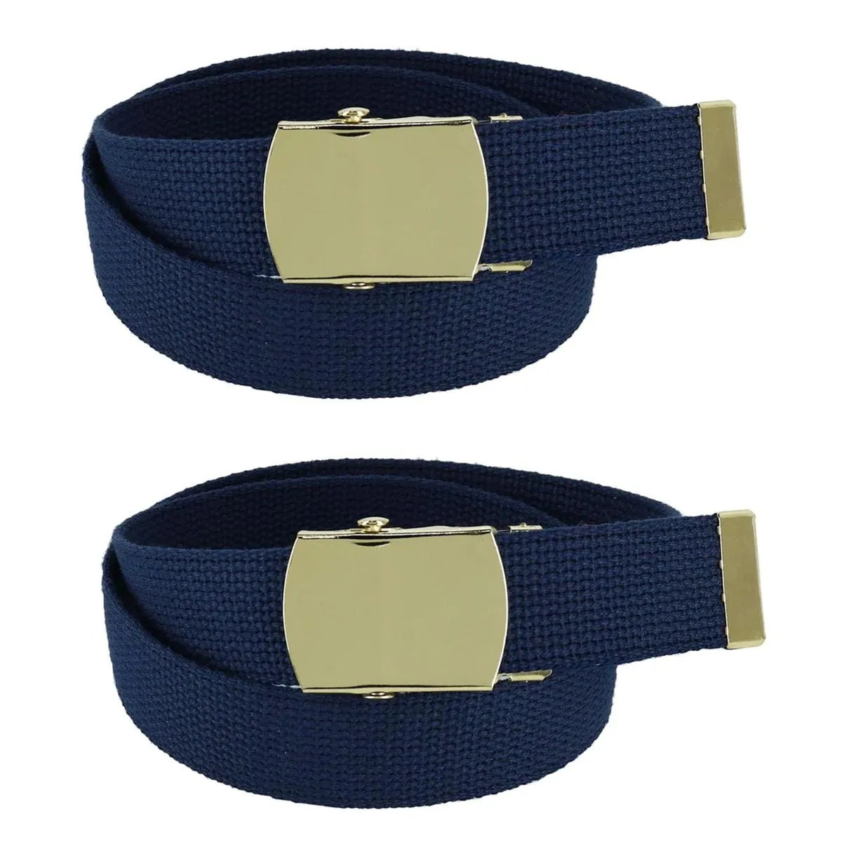 CTM® Kids' Cotton Adjustable Belt with Brass Military Buckle (Pack of 2)