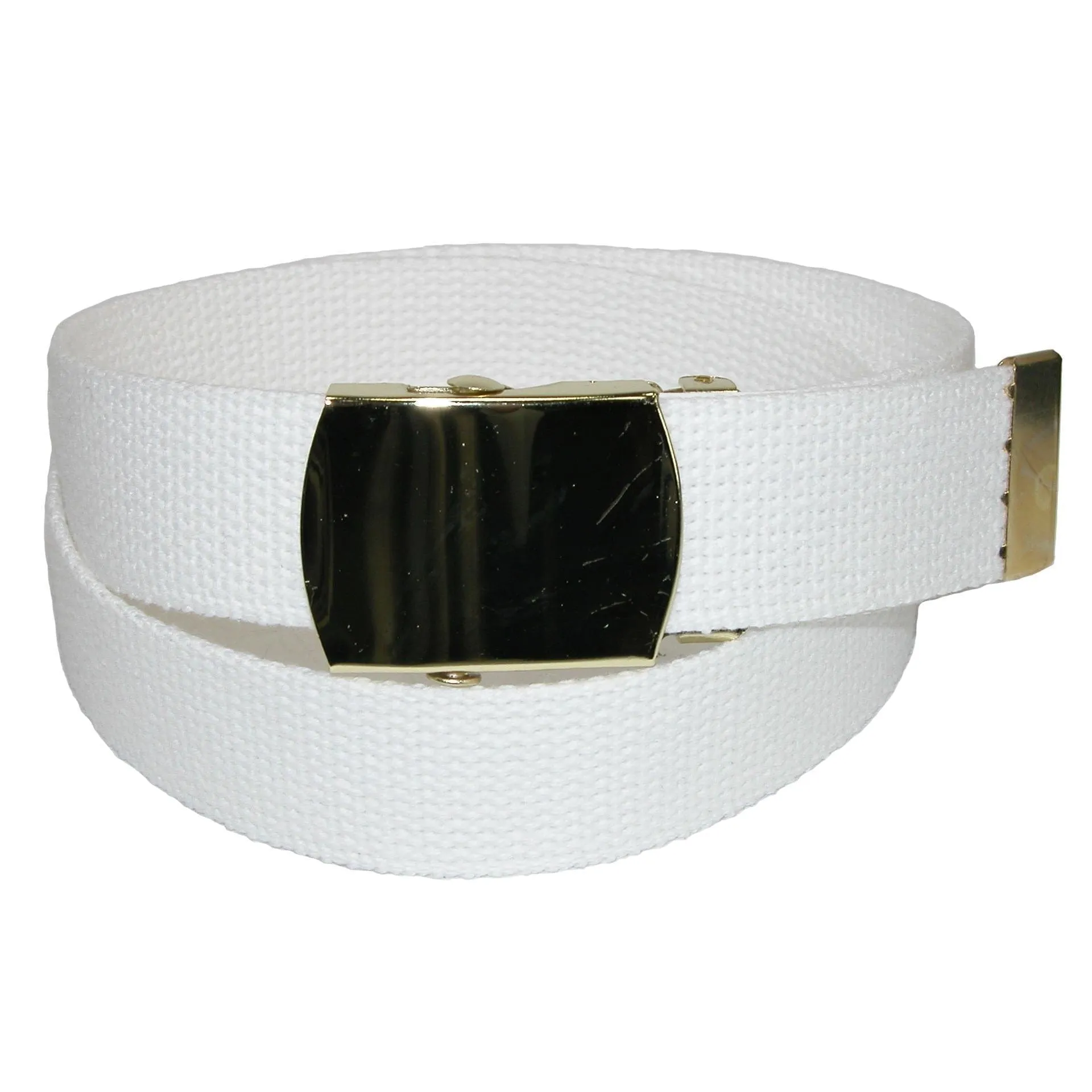 CTM® Kids' Cotton Adjustable Belt with Brass Military Buckle (Pack of 2)