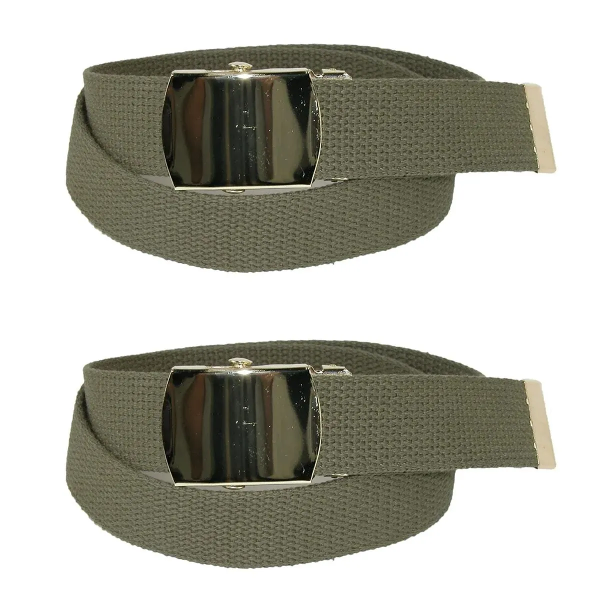 CTM® Kids' Cotton Adjustable Belt with Brass Military Buckle (Pack of 2)