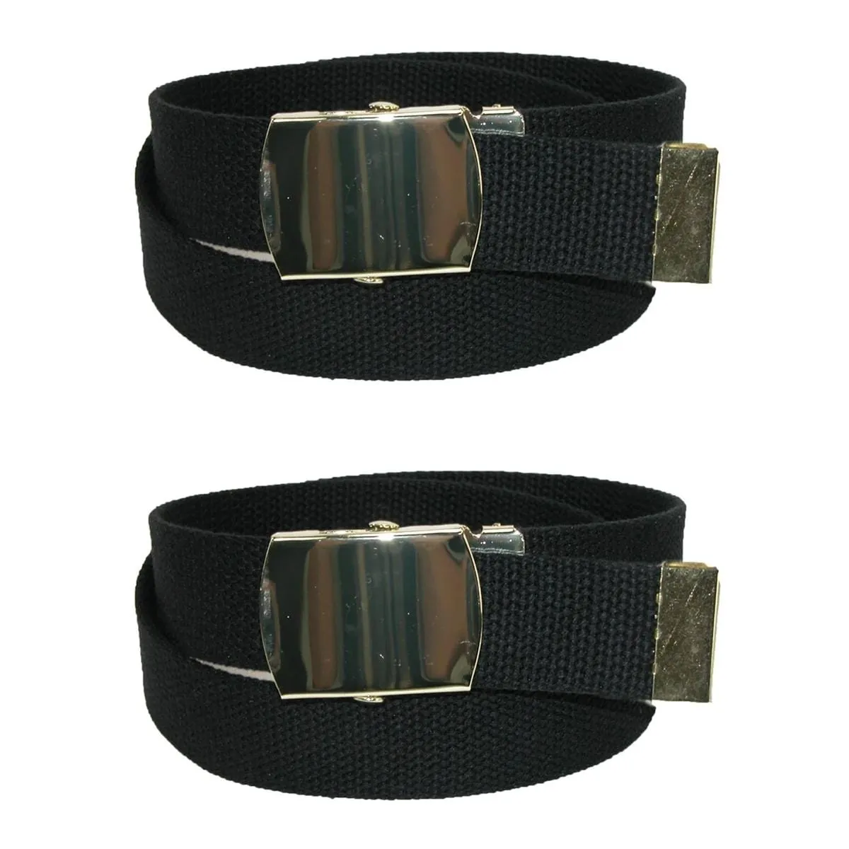 CTM® Kids' Cotton Adjustable Belt with Brass Military Buckle (Pack of 2)