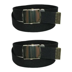 CTM® Kids' Cotton Adjustable Belt with Brass Military Buckle (Pack of 2)