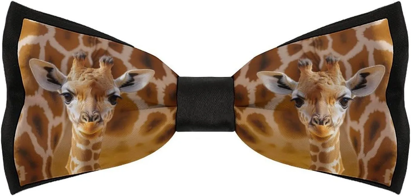 Cute Giraffe Bow Ties for Men Classic Adjustable Bowtie Clip On Formal Wear for Business Wedding