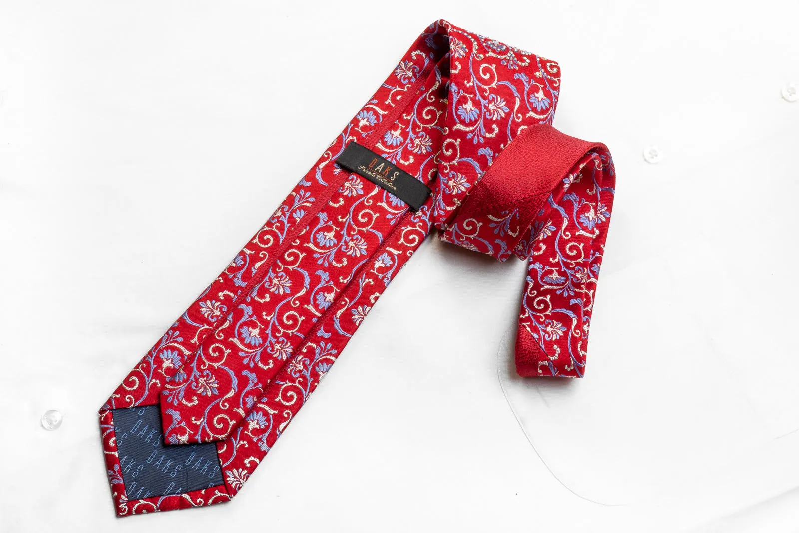 Daks Men's Crystal Rhinestone Necktie Anthemion Scrolls On Red With Sparkles