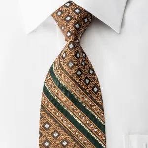 Elle Homme Rhinestone Necktie Golden Cartouche On Brown With Golden Sparkles
