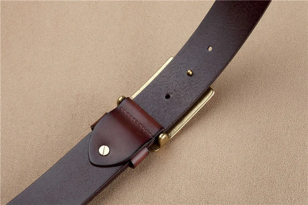 Embossed and Geometric Checkered Style Leather Belt