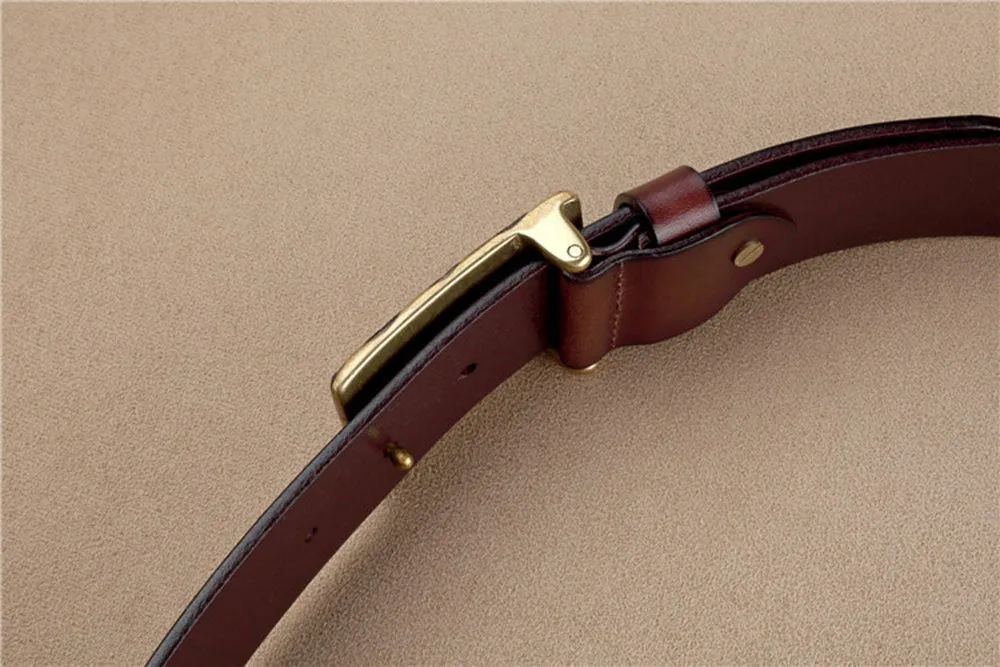 Embossed and Geometric Checkered Style Leather Belt