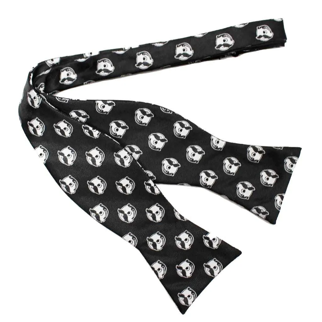Embroidered Natty Boh Logo Pattern (Black) / Self-Tie Bowtie   Pocket Square *BUNDLE*