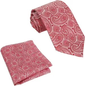 Epoint Pink Yellow Men'S Neckwear Tie Woven Silk Wrinkle-Free Orange Red