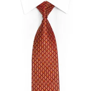 Gold Cartouche On Burgundy Rhinestone Silk Necktie With Gold Sparkles
