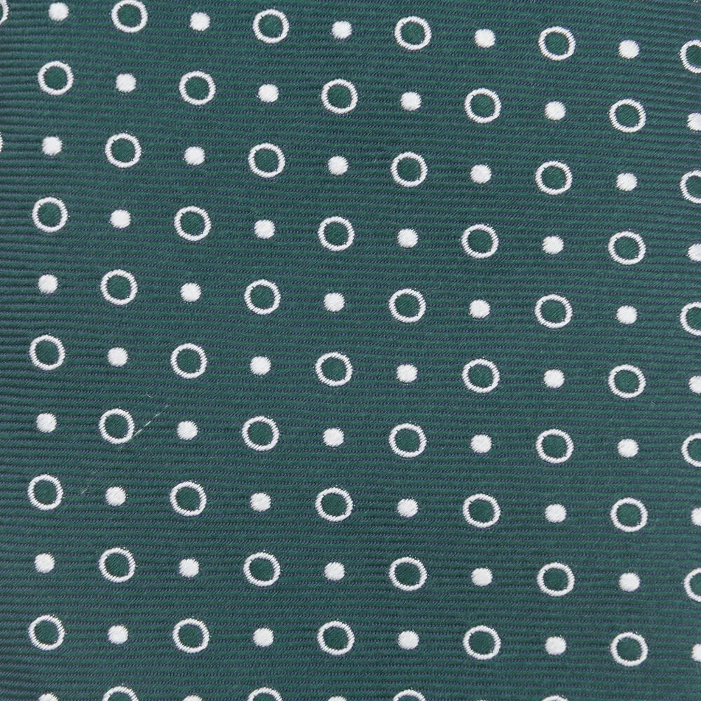 Green Classic Circles Motif Woven Silk Tie