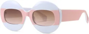 HMRGLMIE-round frame white piece sunshade matching color individual sunblock sunglasses sunglasses