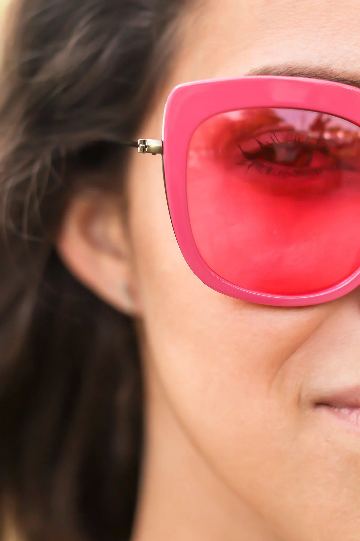 Hot Pink Retro Frame Sunglasses