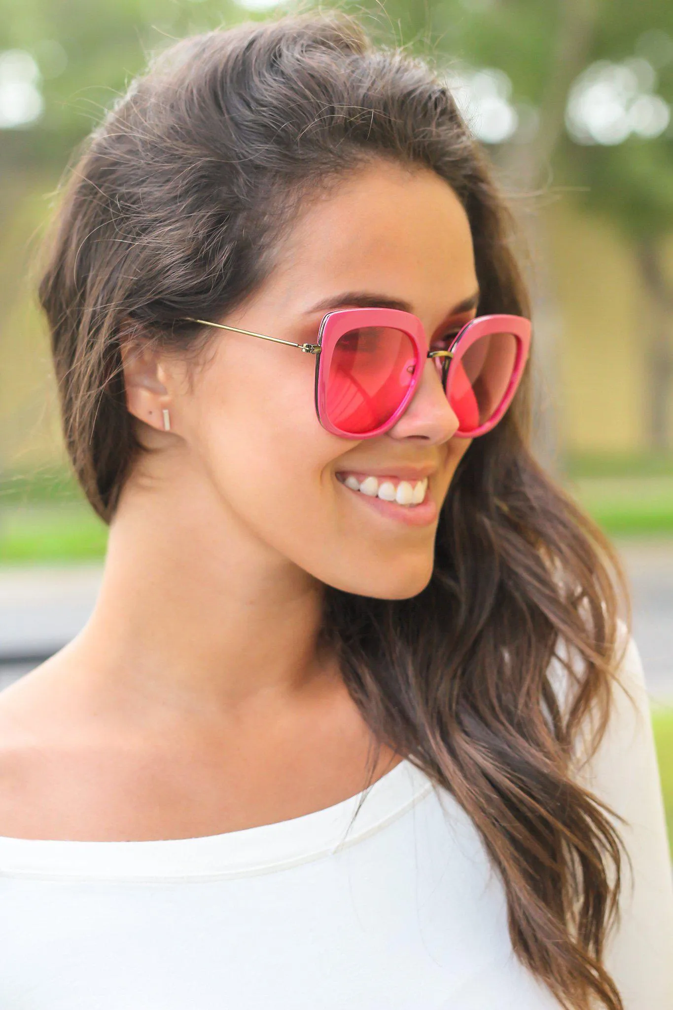 Hot Pink Retro Frame Sunglasses