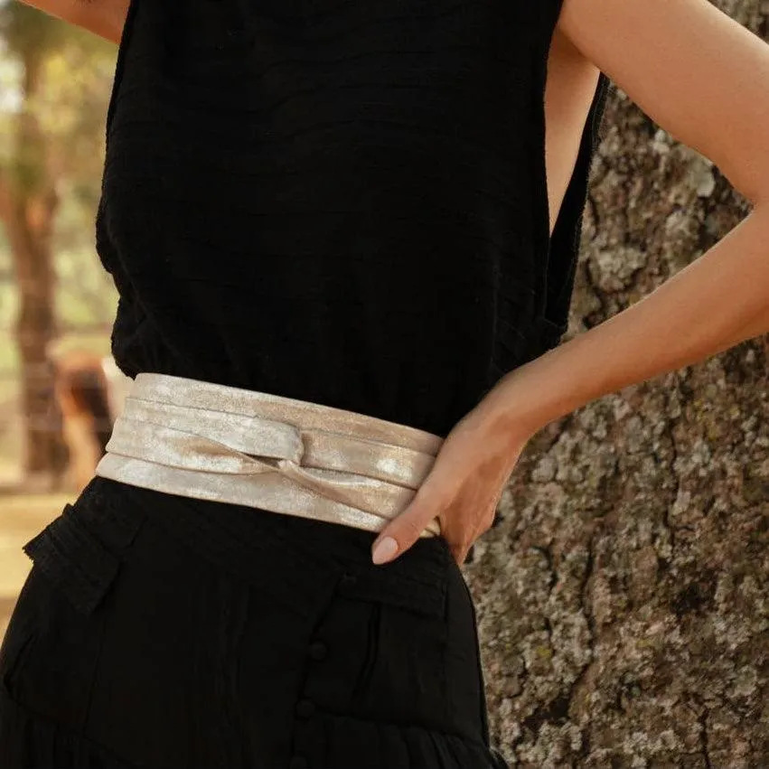 Leather Shimmer Wrap Belts OS