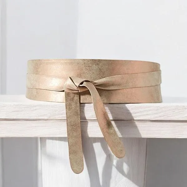 Leather Shimmer Wrap Belts OS