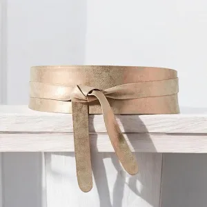 Leather Shimmer Wrap Belts OS