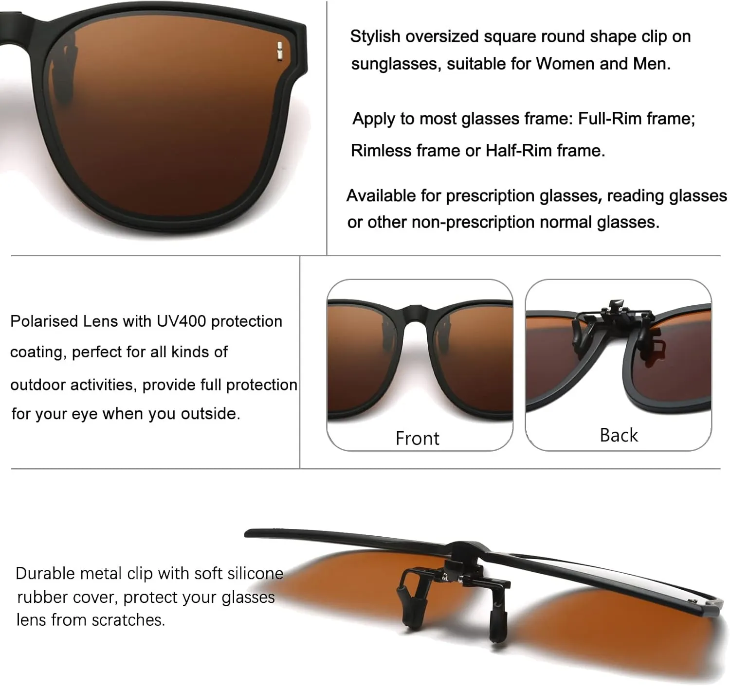 Long Keeper Oversized Polarized Clip On Sunglasses Women Men Classic Driving Fishing Flip Up Sunglasses Over Glasses