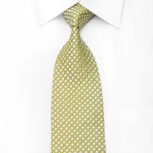 MCM Mens Crystal Silk Tie Trellis On Green With Rhinestones