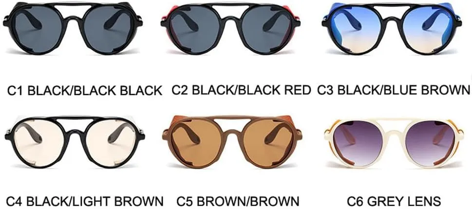 Men Steampunk Sunglasses For Men Punk Round Sunglasses Women Vintage Shades Quality UV400