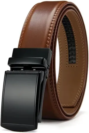Mens Belt Genuine Leather Luxury Belt Metal Automatic Alloy Buckle Fashion Ratchet Belts for Men