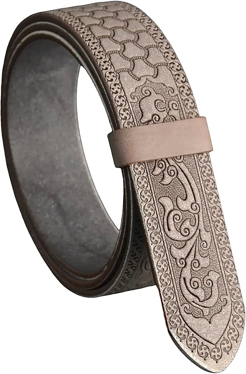 Men's Belts Genuine Leather Men Belt Handmade Carving Mens Belt No Holes Business Men's Belt 1.5 in Width Belt