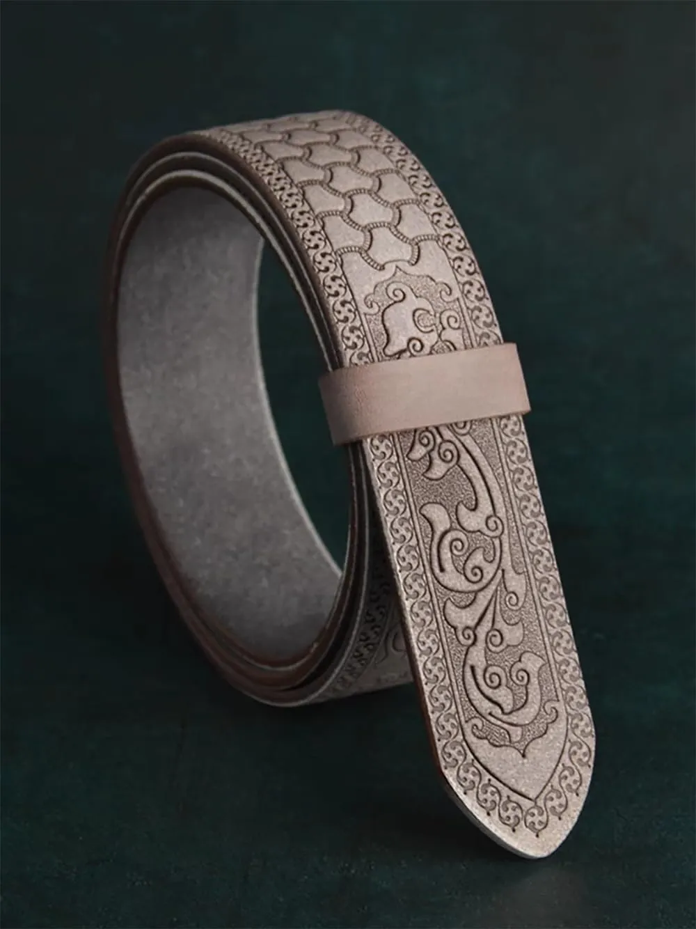 Men's Belts Genuine Leather Men Belt Handmade Carving Mens Belt No Holes Business Men's Belt 1.5 in Width Belt