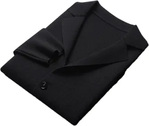 Men's Solid Cardigan Sweater Casual Long Sleeve Lapel Button Down Knit Blazer Jacket