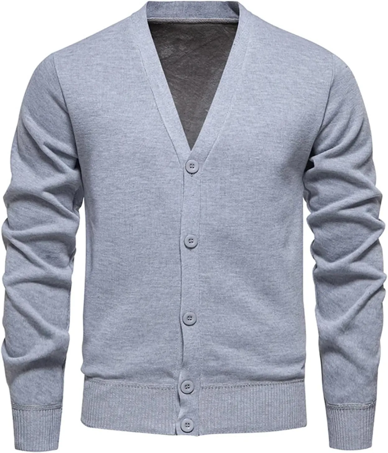 Men's Winter V-Neck Sweater Coat Casual Solid Fleece Slim Fit Knitted Cardigan Sweater