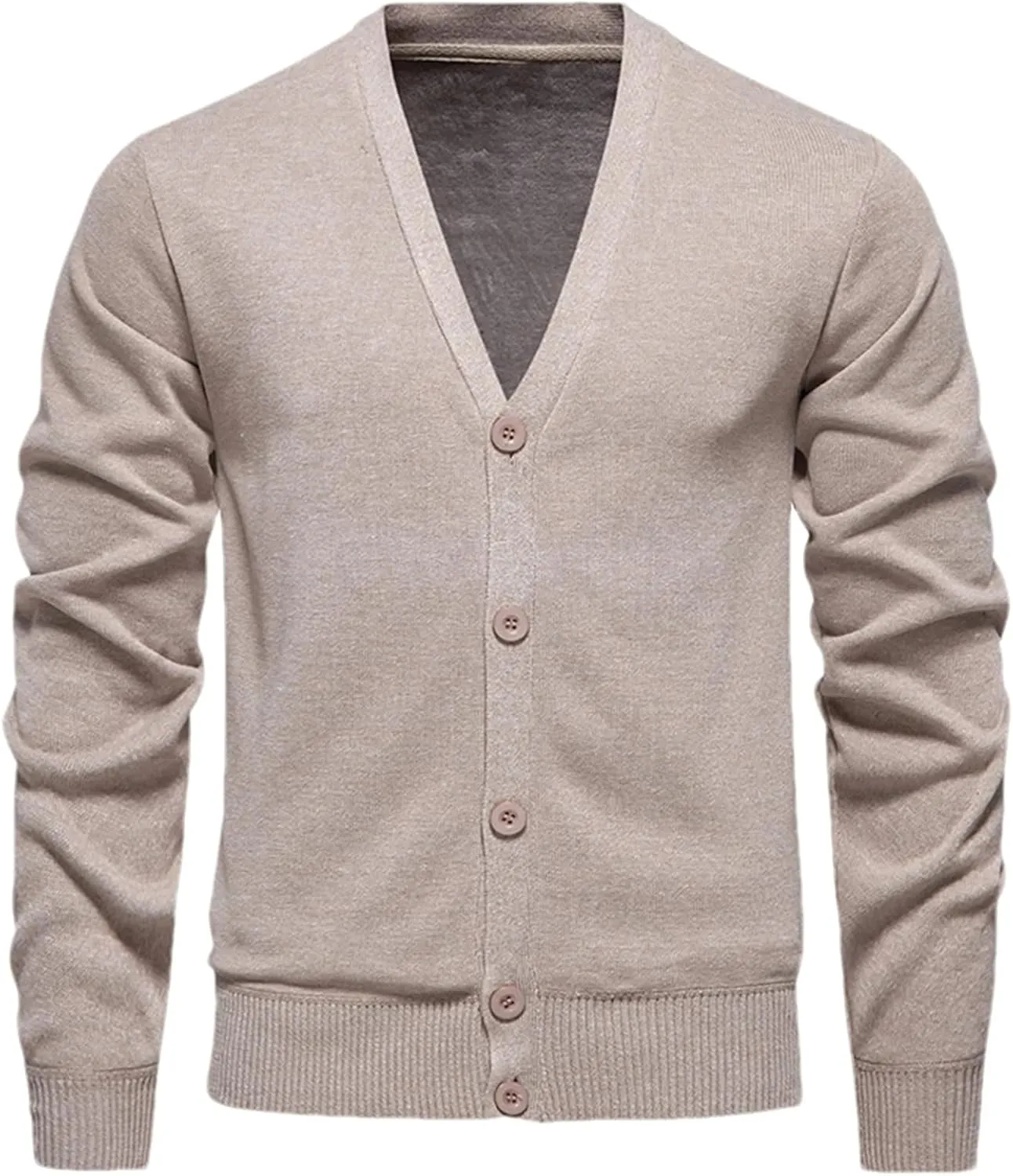 Men's Winter V-Neck Sweater Coat Casual Solid Fleece Slim Fit Knitted Cardigan Sweater