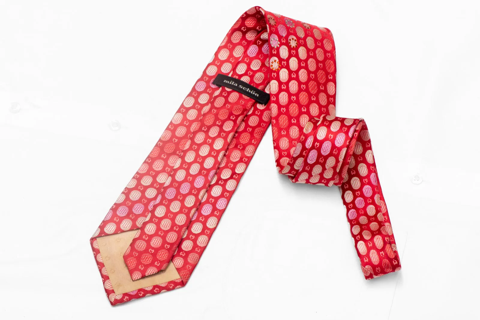 Monogram On Red Rhinestone Silk Necktie
