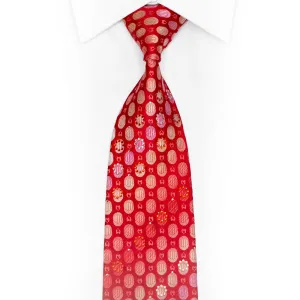 Monogram On Red Rhinestone Silk Necktie
