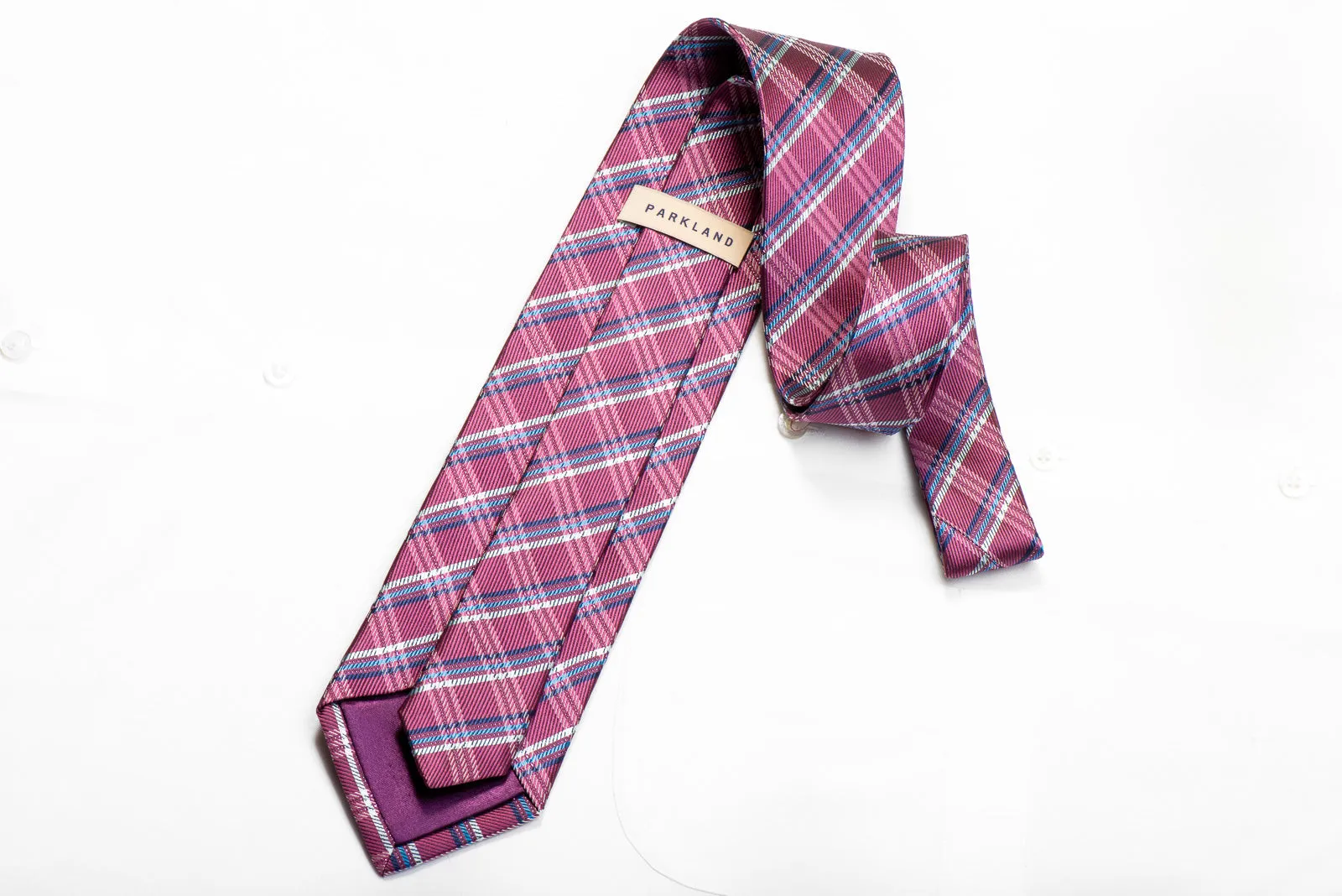 Parkland Rhinestone Necktie Purple Blue Silver Plaids With Sparkles