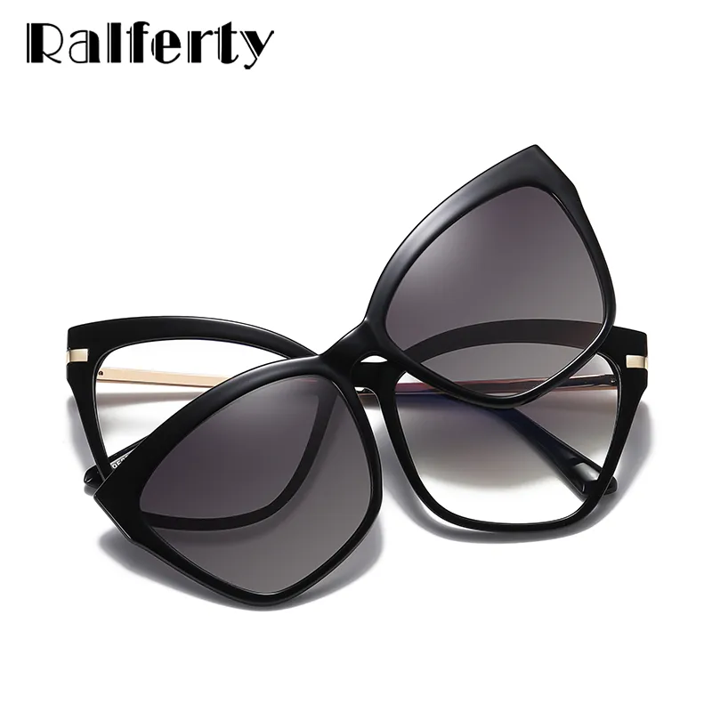 Ralferty Women's Sunglasses Magnet Clips On Glasses Anti Blue Light F95337